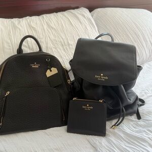 Kate Spade Black Backpack and Wallet Trio